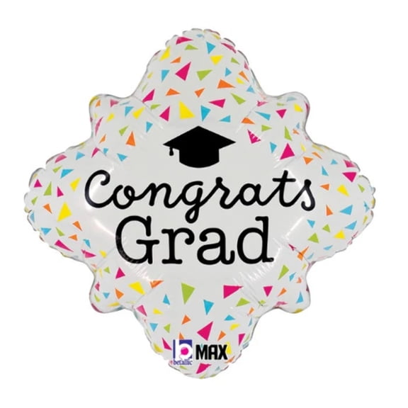 18" CONGRATS GRAD NEON Triangles Balloon Party Supplies Decorations Foil Mylar Balloon
