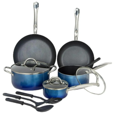 

Nonstick 12 Piece Set 9.75 Pot 8 & 5.5 Frying Pans Cookware Dishwasher Oven Safe with Glass Lids