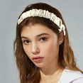 thumbnail image 3 of Unique Bargains 1 Pcs Solid Color Pleated Headband Women Hairband Hair Hoop for All Hair Beige, 3 of 7