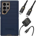 thumbnail image 1 of OtterBox Samsung Galaxy S24 Ultra (Only) - Defender Series Pro Case - Blue Suede Shoes - Case Only - Screenless - Rugged & Durable - with Port Protection - USB-C to USB-C Wall Charging Kit, 20W., 1 of 8