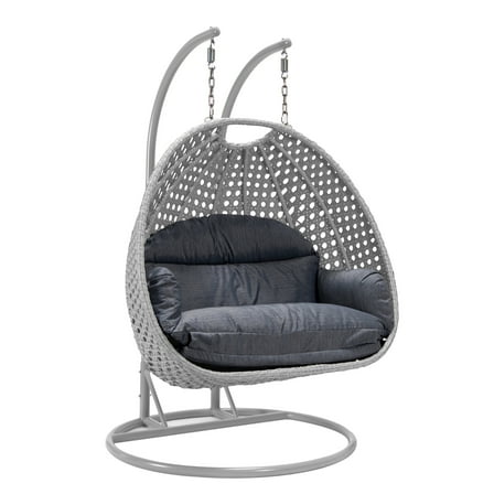 2 Person Hanging Egg Chair - Outdoor Patio Swing Seat - Wicker Style Porch Chair