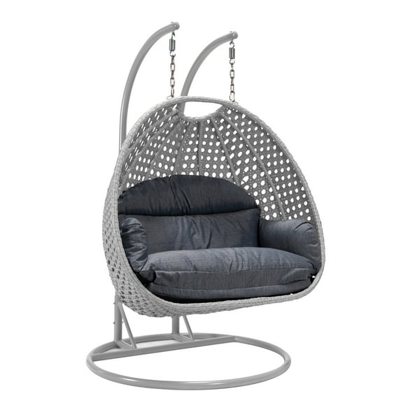 2 Person Hanging Egg Chair - Outdoor Patio Swing Seat - Wicker Style Porch Chair