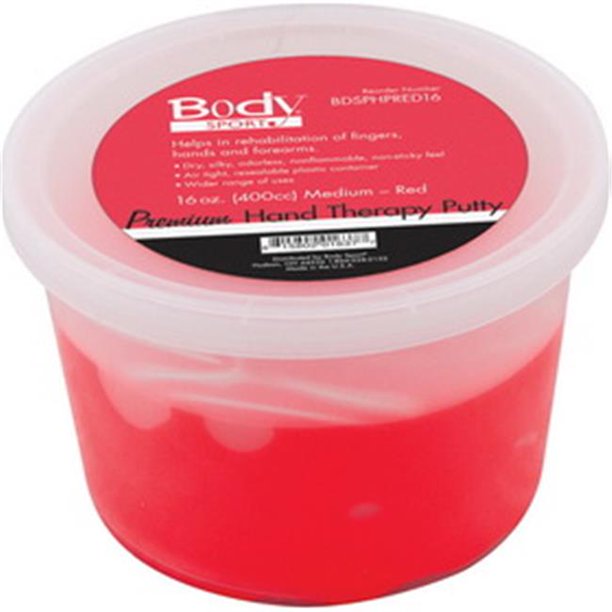 Body Sport BDSPHPRED16 16 oz Premium Hand Therapy Putty, Red Medium