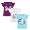 thumbnail image 1 of Camisetas para niña HILEELANG Summer Volantes de manga corta x3, 1 of 9