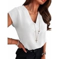 thumbnail image 3 of ANRABESS Women Tops V Neck T Shirts Cap Sleeve Business Casual Tops for Women Summer Loose Fit Dressy Work Office Blouses Cute Clothes Trendy Outfits White M, 3 of 11