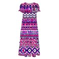 thumbnail image 4 of Viikei Women's Casual Ruffle Short Sleeve Dress,Women's Ethnic Style Casual Bohemian Floral Dresses for Women Puff Short Sleeve Long Maxi Dress Multicolor M, 4 of 8