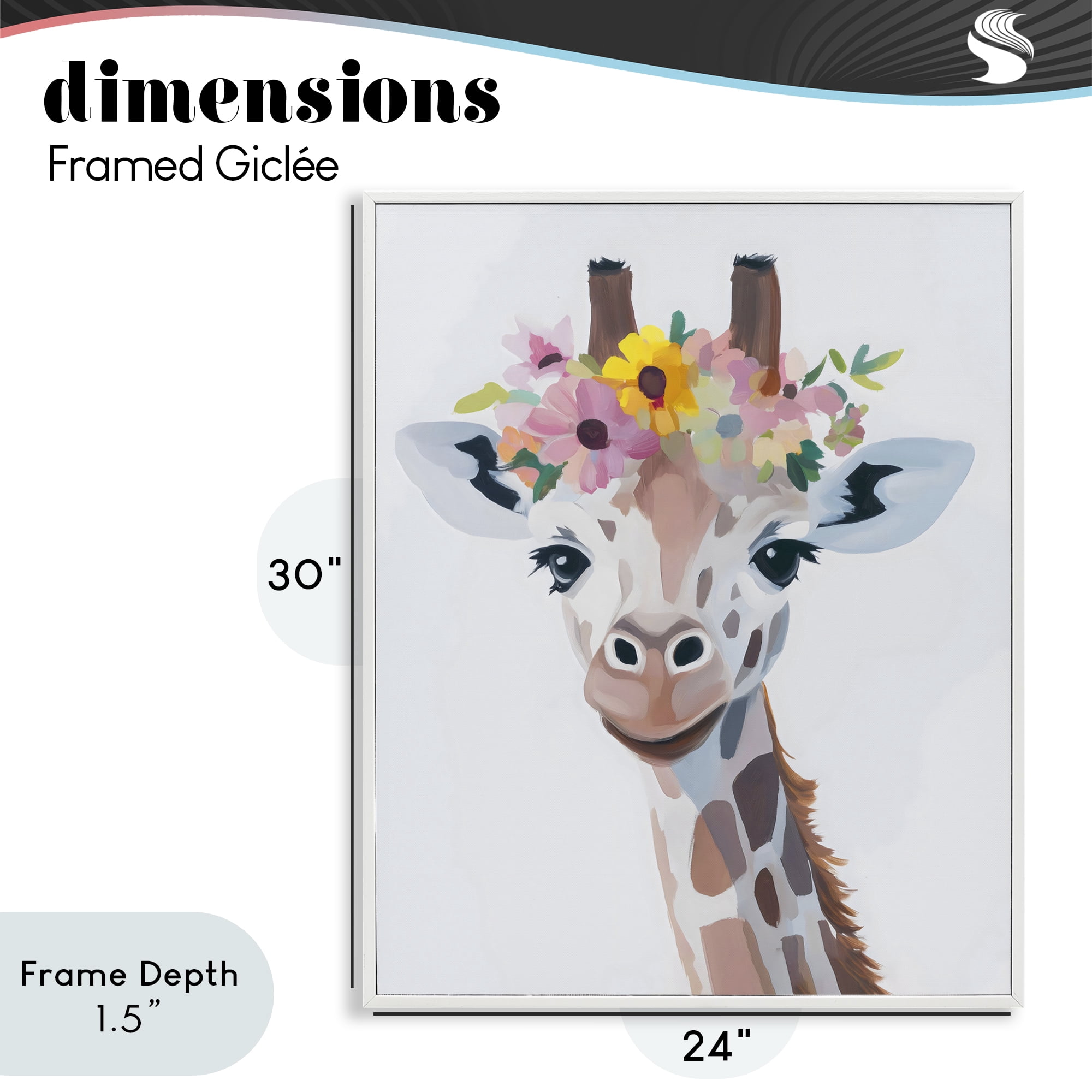 Stupell Industries Flower Crown Giraffe White Framed Giclee Art, design by The Prints Vibe