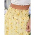 thumbnail image 5 of Yellow Ditsy Floral Tiered Maxi Skirt With Lace Trim And Elastic Waist For Women, 5 of 8