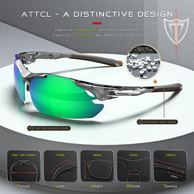 ATTCL Sunglasses for Men Sports Polarized Sunglasses for Cycling Driving Fishing UV Protection, Men's, Size: One size, Green
