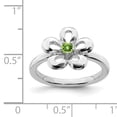 thumbnail image 5 of 925 Sterling Silver Prong set Stackable Polished Peridot Flower Ring Size 9 Stackable Ring for Women, 5 of 5