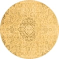 thumbnail image 1 of Ahgly Company Indoor Round Abstract Brown Modern Area Rugs, 4' Round, 1 of 4