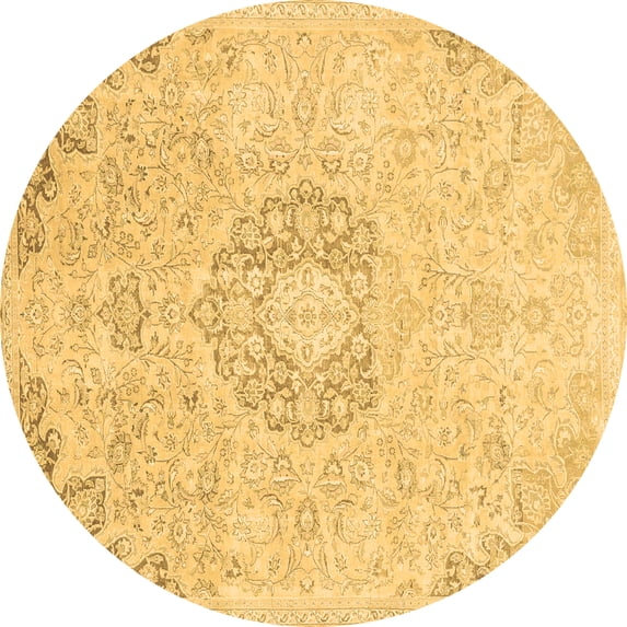 Ahgly Company Indoor Round Abstract Brown Modern Area Rugs, 4' Round