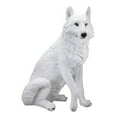 thumbnail image 5 of Ebros Gift 205” Sitting Alpha Albino White Wolf Garden Statue, Hand Painted, 5 of 10