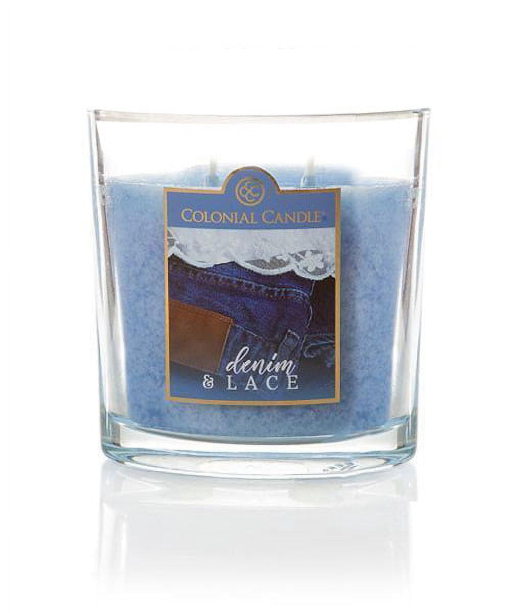 Colonial Candle Denim & Lace 8 Oz 2 Wick Candle, Blue