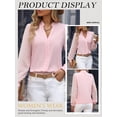 thumbnail image 7 of QAFOPEH Women Notched V Neck Lace Long Sleeve Solid Color Work Office Chiffon Shirt, 7 of 7