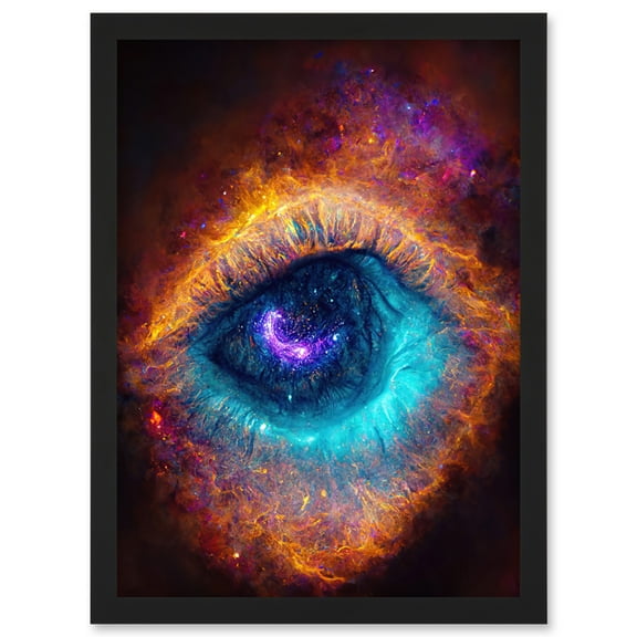 The Eye Of God Vibrant Luminescent Space Nebula All Seeing Artwork Framed Wall Art Print A4