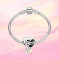 thumbnail image 2 of 925 Sterling Silver Charm for Women Bracelets Necklace Forever Mom Love Heart Dangle Charm Gift, 2 of 6