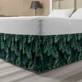 thumbnail image 1 of Palm Bed Skirt, Repeating Jungle Foliage Pattern with Exotic Leaves Tropic Rainforest Plant, Elastic Bedskirt Dust Ruffle Wrap Around for Bedding Decor, 4 Sizes, Jade Green Navy Green, by Ambesonne, 1 of 2