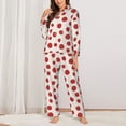 thumbnail image 2 of Vsdgher Abstract Red Polka Dot Pajamas Set Long Sleeve Sleepwear Womens Button Down Nightwear Pj Sets-Small, 2 of 7