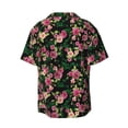 thumbnail image 2 of Xecao offers the Rose Flowers for Men's Casual Short-sleeved Shirt, a button-up collared shirt with a pocket, perfect for beach vacations and yacht travel in the XX-Large size., 2 of 7