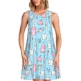 thumbnail image 1 of Easygdp Funny Cute Teeth para Vestido Transpirable de Mujer, Vestido Suelto de Manga Corta con Pliegues y Bolsillos para el Verano, 1 of 7