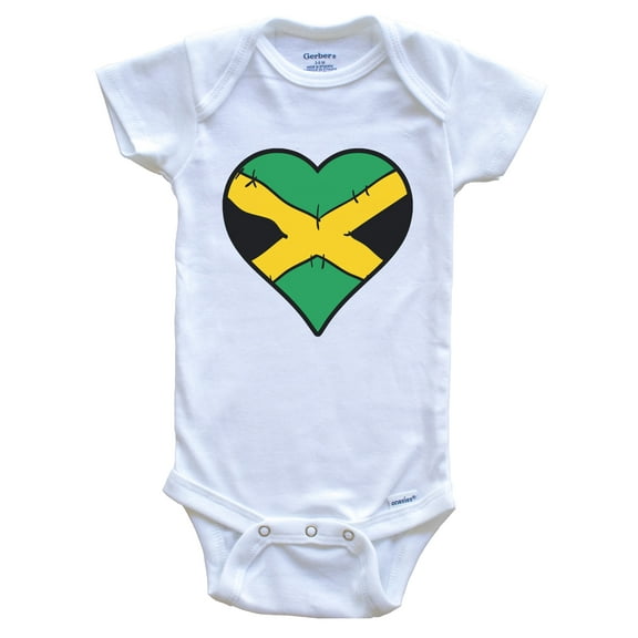 Jamaica Heart Jamaican Flag Baby Bodysuit