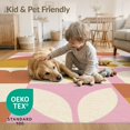 thumbnail image 2 of ODIKA 9'x12' Pink and Mustard Geometric Blocks Washable Area Rug Retro Sunrise Tile Pattern for Modern Decor for Dining Room, Basement, Large Office, Non-Slip Chair-Friendly, 2 of 5