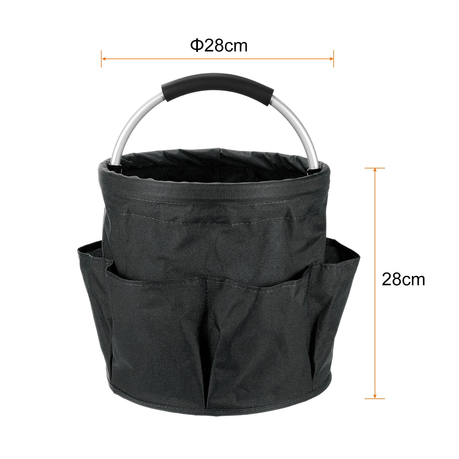 Uxcell 2pcs Garden Tool Bag 280mm x 280mm Oxford with Pockets Garden Tote Bag, Black
