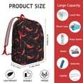 thumbnail image 2 of Sac à Dos Scolaire à Imprimé Piment, Sac de Jour Décontracté à Motif de Légumes Rouges Épicés avec Mignonne Illustration de Dessin Animé de Piment Fort pour les Amateurs de Cuisine et les Étudiants, 2 of 4