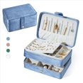 thumbnail image 3 of Joyero Pequeño de Terciopelo para Mujer, Joyero Portátil de Viaje de Doble Capa, Joyero Portátil de Almacenamiento para Mujer., 3 of 5