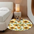 thumbnail image 2 of Sunflower Round Rugs for Living Room 5ft Farm Summer Yellow Plant Floral Leaf Country Style Non Slip Circle Rug Washable Low-Profile Indoor Carpet for Bedroom, Dining Room, Bathroom, 2 of 9