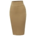 thumbnail image 1 of A2Y Women's Basic Solid Ponte Knee Length Slit Techno Span High Waist Pencil Skirt Gold 3XL, 1 of 3