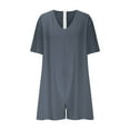 thumbnail image 6 of QATAINLAV Women's Summer Short Sleeve V Neck Short Jumpsuits Solid Casual Athletic Onesie Shorts Loose Wide Leg Romper with Pockets Dark Gray M Lighten Sales of The Day, 6 of 9