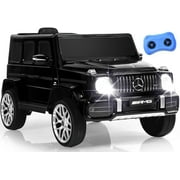OLAKIDS 12V Kids Ride On Car, Licensed Mercedes Benz G63 Electric Vehicle with Remote Control, Double Open Doors, Music, Bluetooth, 2 Speeds, Wheels Suspension, Battery Powered Driving Toy (Black)
