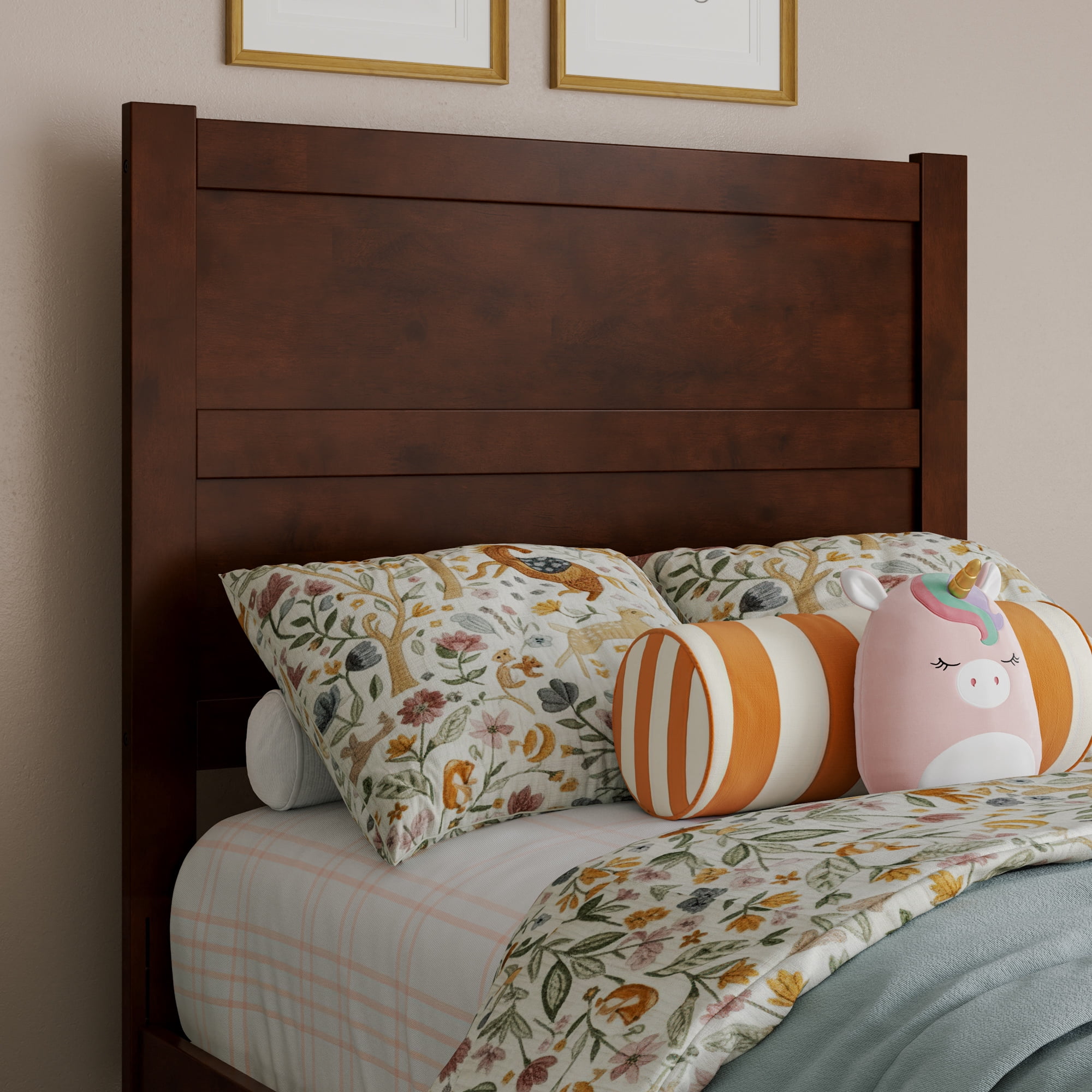 AFI Aveline Twin Modern Panel Wood Headboard, Walnut