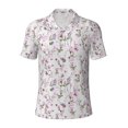thumbnail image 2 of Daiia Orchids Flowers Pattern Men’s Polo Shirts,Solid Deck Shirt,Classic Fit, Breathable Cotton Polo for Casual and Sport Wear-Large, 2 of 7