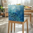thumbnail image 3 of TSOVTHRID Blue Peacock Floral Print Chair Back Slipcovers for Dining Chairs Dining Kitchen Chair Back Cover Soft Chairs Covers for Restaurant Holiday Festival Decoration, Set of 4, 3 of 7