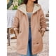 thumbnail image 4 of Chaqueta con Cremallera y Bolsillos para Mujer, Sudadera Larga Extragrande con Capucha, Abrigo Afelpado y Cálido. Caqui XXXL, 4 of 8