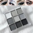 thumbnail image 1 of Paleta de sombras de ojos Black Smokey, maquillaje de ojos negros, paleta de sombras de ojos con brillo gris plata mate de 9 colores, sombra de ojos de Halloween con pigmento de brillo prensado JAMW Sencillez, 1 of 5