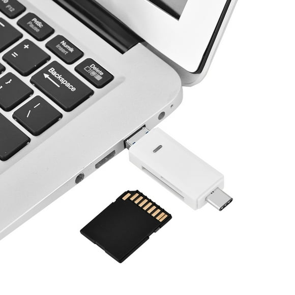 Reader 3 In 1 Type C + Micro USb USB Port OTG Memory Card Reader For Memory Small Memory Storage Card White