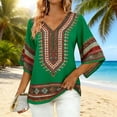 thumbnail image 2 of Jsaierl 3/4 Sleeve Womens Tops Casual V Neck Shirts Cute Print Petite Blouses Soft Loose Fit Tunic Top S-2XL, 2 of 7