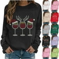 thumbnail image 5 of qucoqpe Womens Crewneck Sweatshirt Fashion Christmas Wine Glass Rhinestone Pullover Tops Casual Bling Sparkly Long Sleeve Shirts, 5 of 5