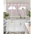 thumbnail image 4 of Pink Beige Flowers Swag Kitchen Curtains Sets for Windows 24 Inch Length, Spring Floral Elegant Pastoral Botanical Short Window Curtain Swags Valances and Tiers 3 Piece Set for Cafe/Dining Room, 4 of 5