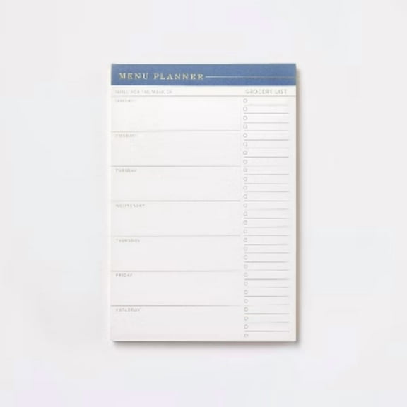 52 Page Special Rule Undated Weekly Menu Planner Blue Top: Recycled Paper Journal & Meal Planner