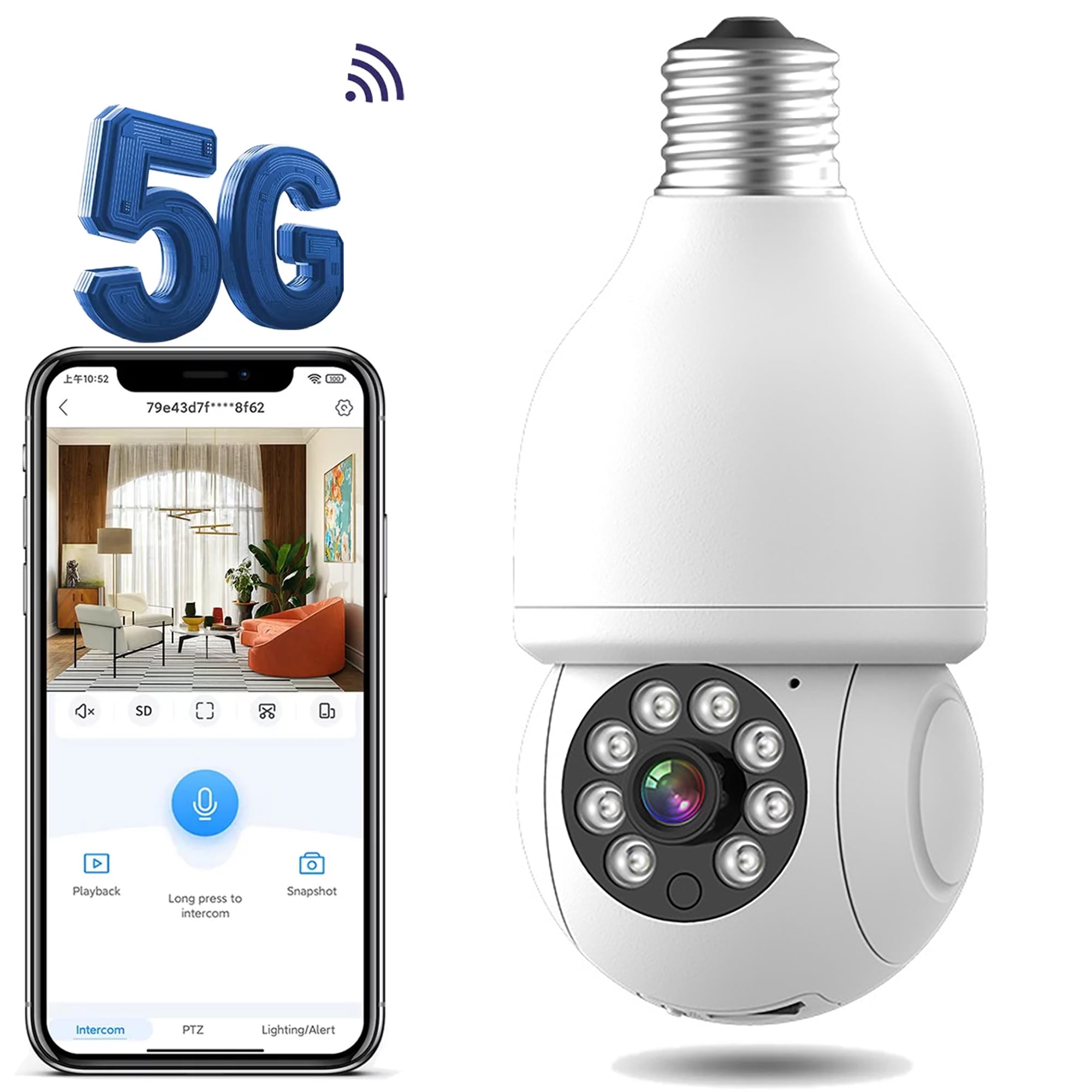 Oenbopo Light Bulb Security Cameras, Wireless Outdoor Lightbulb Camera