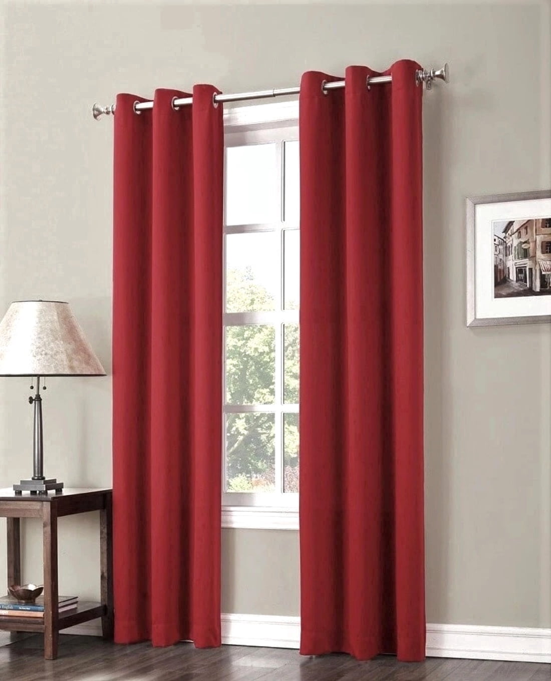 Gorgeous Home Linen Burgundy 2-Piece Outdoor Thermal Blackout Grommet Patio Curtain Panels Set, Two (2) Panels 37" x 84" Each (K68)