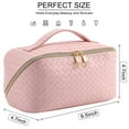 thumbnail image 2 of Travel makeup bag, women's makeup bag, waterproof portable makeup bag with handle and Divider Flat Lay Makeup Organizer Bag （Pink）, 2 of 5