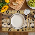 thumbnail image 4 of Cute Dog Claws Placemats Set of 6, Farmhouse Brown Wooden Grain Puppy Pawprints Placemats for Dining Table, Place Mats for Kitchen Tabletop, Waterproof Wipeable Dining Table Mats Set, 4 of 9