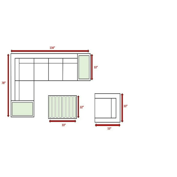 Living Source International 9-Piece Wicker Sectional Set plus Cushions - Gray