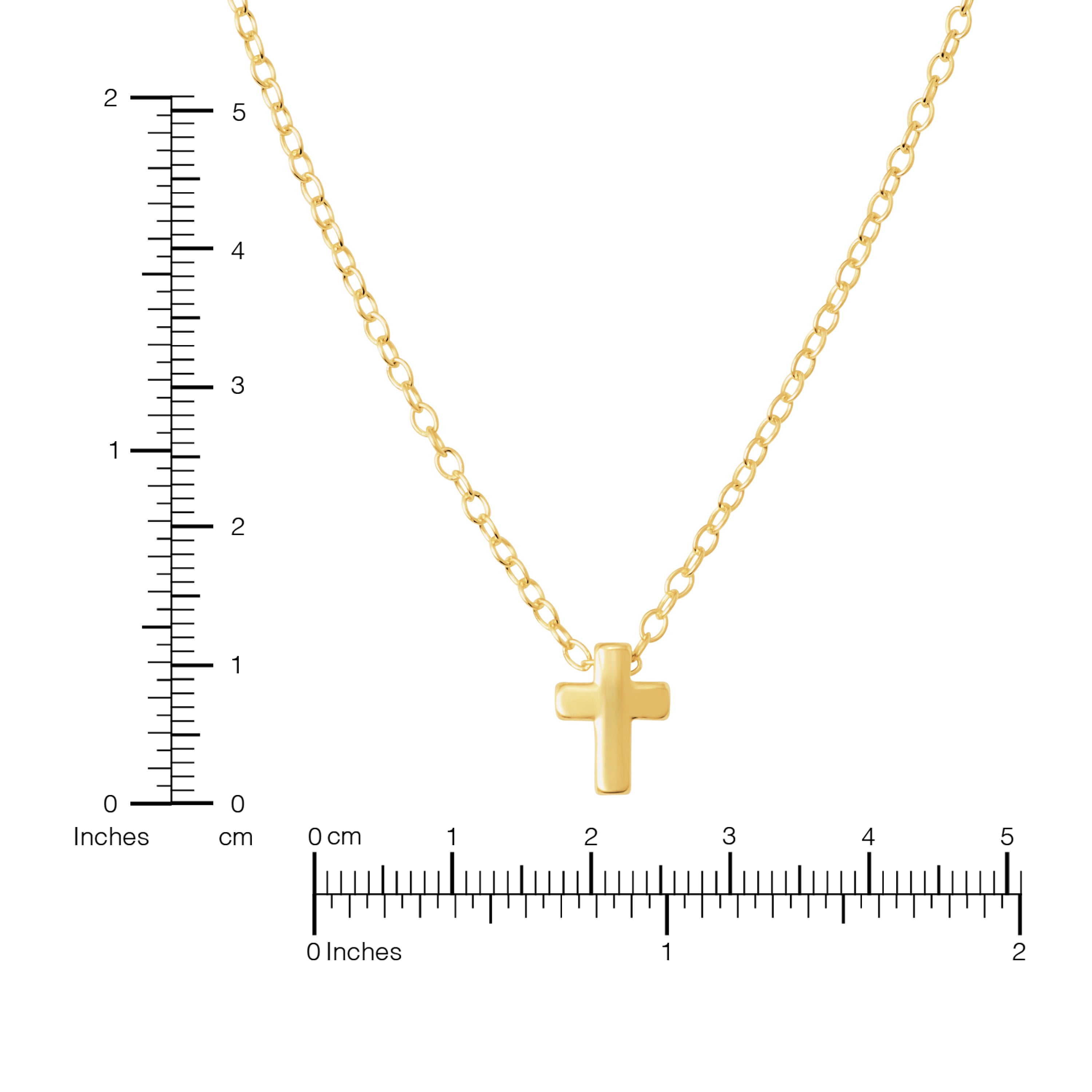 Marisol & Poppy Gold over Sterling Silver Mini Cross Pendant Necklace For Women & Teens, 16" + 2" Extender